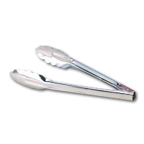 10” Utility Tongs [Set of 12] by Tablecraft – 9-1/2-Inch, Stainless Steel, Silver, Pack of 12