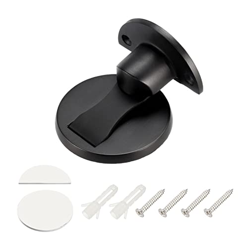 METALLIXITY Boden-Tür-Magnetstopper (6 x 0,5 cm), 1 Stück, 304 Edelstahl-Magnete, Türstopper mit Schrauben und Kleber - für Möbeldekoration, Schwarz Cover