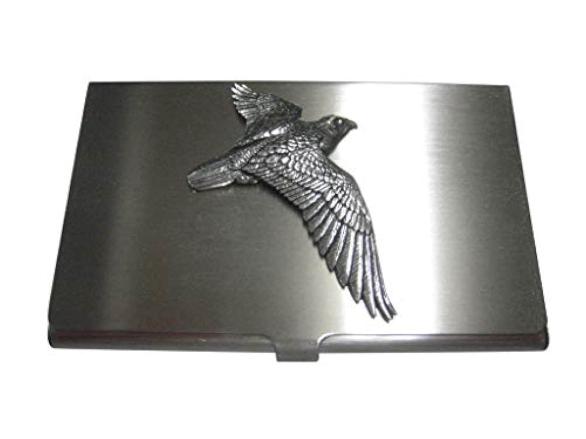 Silver Toned Large Falcon Bird Business Card Holder
