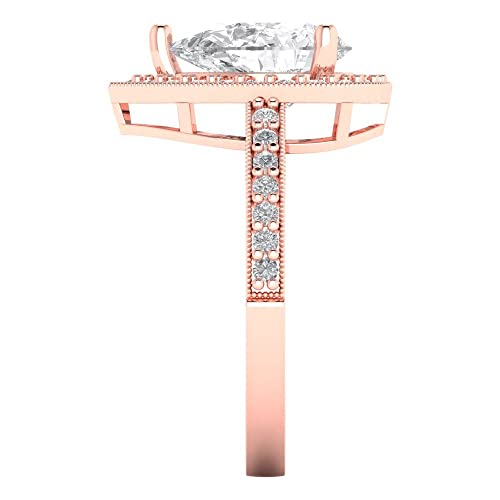 Clara Pucci 2.36 ct Brilliant Pear Cut Synthetic Moissanite 14k Rose Gold Halo Solitaire W/Accents anniversary Wedding Engagement Ring3