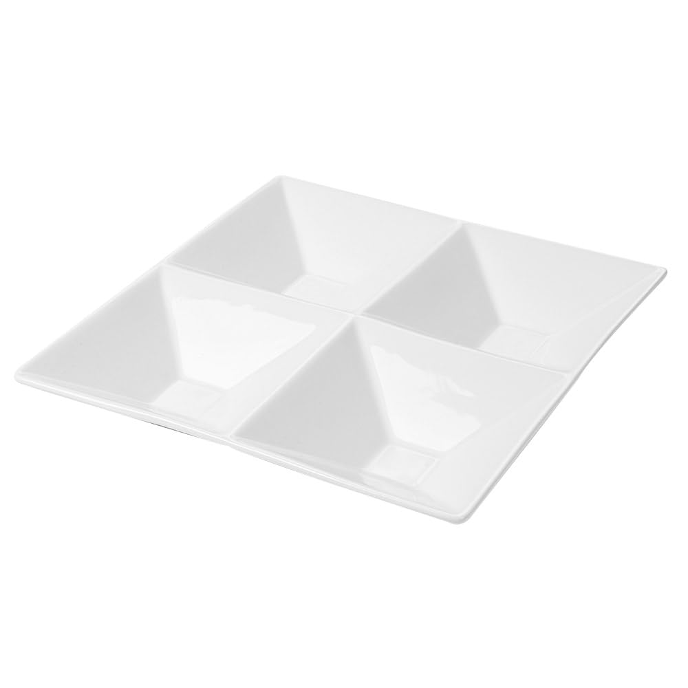 García de Pou 131.09 Platos Cuadrados 4 Compartimentos, 24 x 24 cm, Set de 4, Blanco