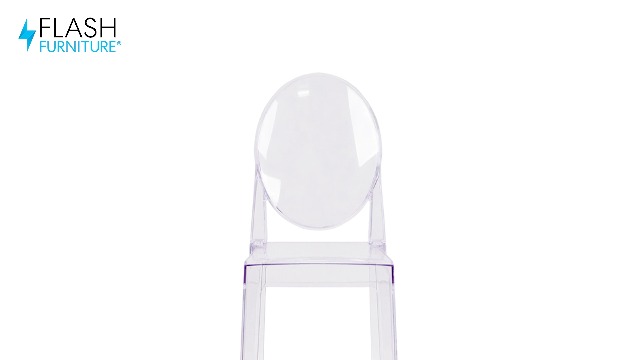 Flash Furniture Butaco Ghost con Respaldo Ovalado en Cristal Transparente miniatura 7