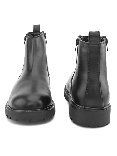 Image of STANPHORD mens Chelsea Boot STANPHORD Men's Brown PU High-Top Chelsea Boots | Round Toe Slip-On Ankle-Length Shoes | Stylish Formal & Casual Office Wear Boots | Comfortable Durable Everyday Footwear TPZN 2201 BROWN-10
