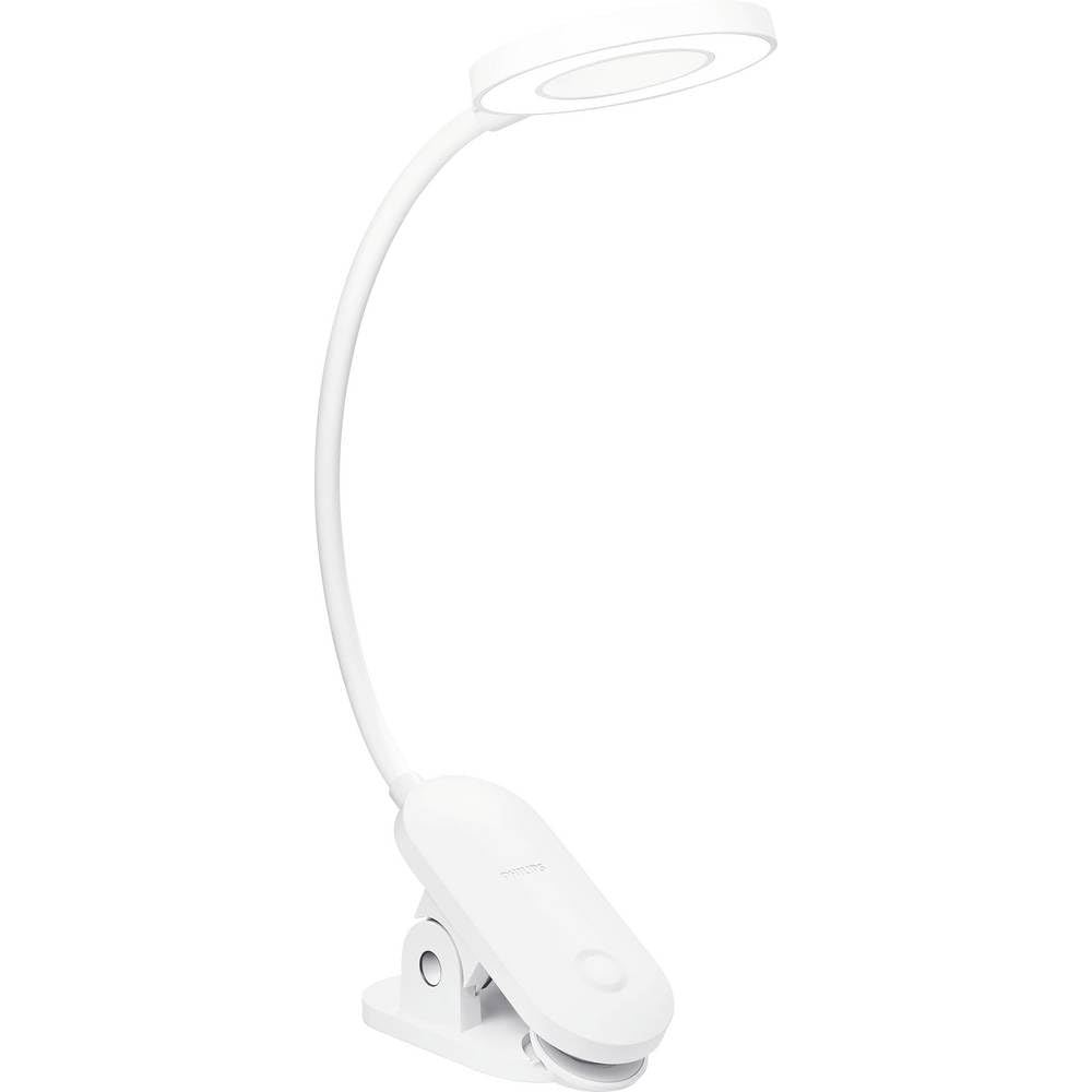 Philips Forys Clip przenośna lampa stołowa, 5 W, zimna biel, biała, w zestawie akumulator