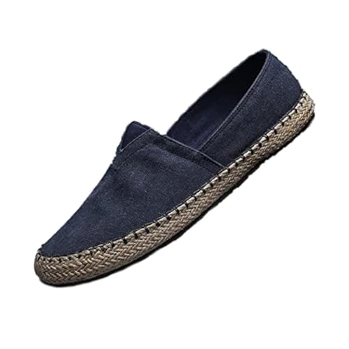 Men's Canvas Slip On Espadrille Loafer,Simple Leisure Walking Sneakers Moccasins Boat Shoes Comfortable Breathable Flats Driving Shoes