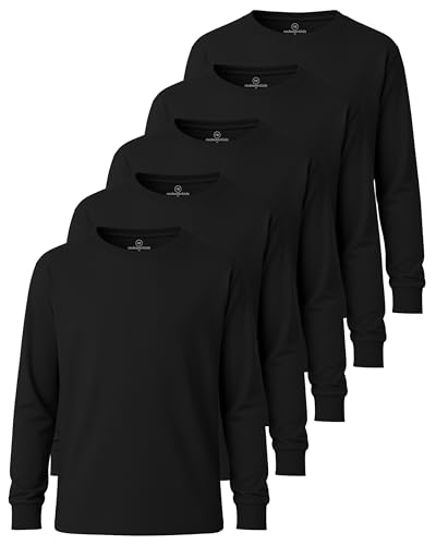 Image of 5 Pack Boys' Cotton Long Sleeve Jersey T Shirts Kids School Youth Tees