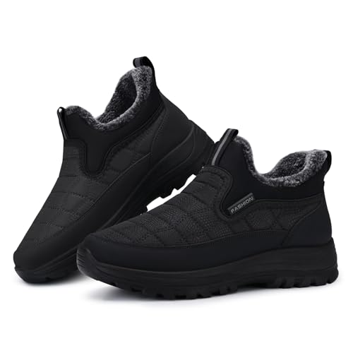 SHIBEVER Women's Snow Boots Winter: Fur Lined Slip-On Waterproof Ankle Booties Anti-Slip Comfortable Warm Women Shoes