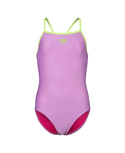 Image of Arena Girls' Feel Solid Light Drop Back Swimsuit Thin Straps Stretchy One Piece Kids Bathing Suit