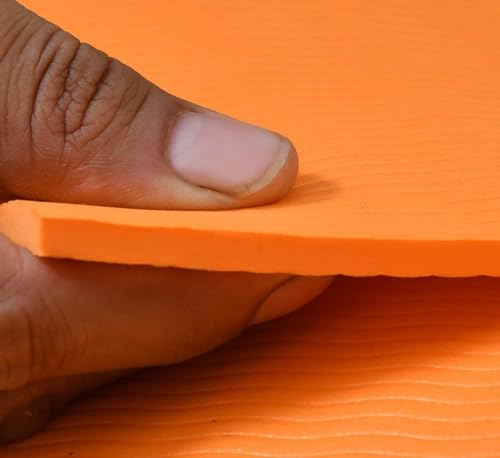 Image of Yoga Mat Gym Workout 4mm Thick, Anti-Slip, Eco-Friendly, Exercise, 4mm Thick, Lifelong Yoga Mat (4MM,) (Orange, 4 mm)
