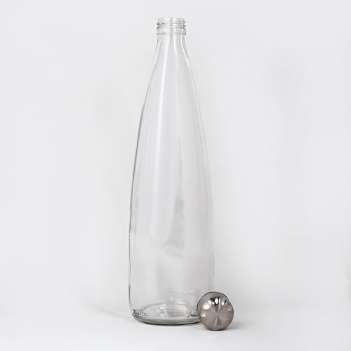 Image of Glassbunny Glass Water Bottle with Leak-Proof Airtight Stainless Steel Lid for Water, Smoothie, Juices Reusable Travel Drinking Fridge Bottle 750 ml BPA-Free Pack of 1