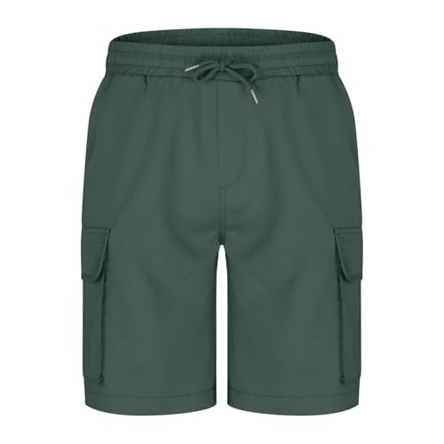Image of Men's Cargo Sweat Shorts Casual Drawstring Elastic Waist Athletic Workout Gym Jogger Shorts with Multi Pockets