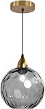 SXSKPP Lámpara de araña Creativa Moderna Moderna - Lámpara Colgante Grande de Globo de Cristal ámbar, iluminación de Techo de latón Cepillado Dorado para Isla de Cocina, decoración del ho