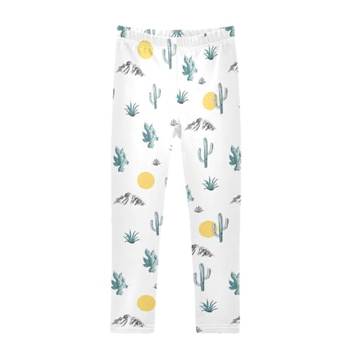 CaTaKu Girls Leggings Desert Cactus Western Leggings for Girls Kids Athletic Workout Yoga Pants Size 4-10T