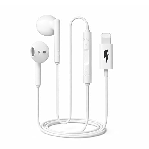 Image of Original - 1 Year Warranty Earphones with Lightning Connector - Wired Headphones with Microphone & Volume Control Compatible with iPhone 14, 13, 12, 11, SE & iPhone X Series - Lightning Cable