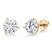 Charles & Colvard Forever Classic 6mm 1.60cttw DEW White Created Moissanite 14K Yellow Gold Screw Back Posts Round Martini Stud Earrings