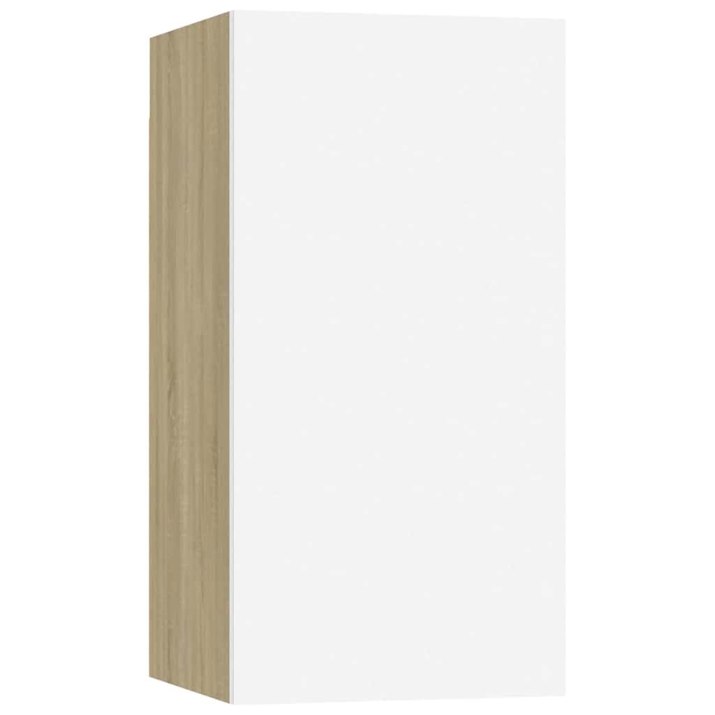 Mueble para TV blanco roble Sonoma, 30,5 x 30 x 60 cm, madera colgante, moderno mueble multimedia para salón, robusto armario para centro de entretenimiento