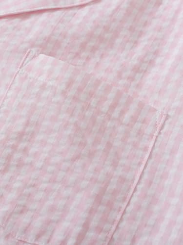 Image of Latuza Women's Cotton Long Sleeve Pajama Set Seersucker Button Down Pj Set