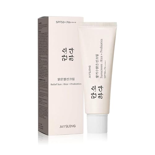 Relief Sun Organic Sunscreen SPF50 Relief Sun Rice Probiotics SPF50+ Korean Sunscreen PA++++ for All Skin Types and UV Defense Nourishing Skin Protection Moisturizing Skin Care 1.7 fl oz/50 ml