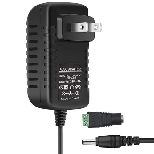 Image of Power Supply, 24V Power Transformers, AC 100-240V to DC 24V 3A Power Supply LED Adapter, 72 Watt Max, for LED Strip Neon Rope String Lights, Computer Project, Recorder, TV Screen