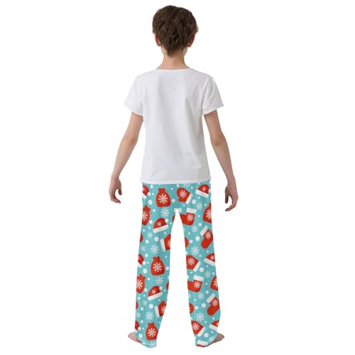 Boys' Pants Christmas Socks Snowflakes Hats Long Bottoms Jogger Pants Elastic Waist Trousers with Pockets S-XL3