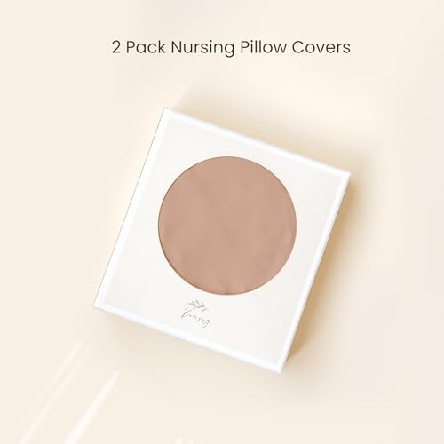 Image of Konssy 2 Pack Nursing Pillow Covers, Stretchy and Soft Nursing Cover for Breastfeeding Pillows, Pillow Slipcover for Baby Girls Boys Newborn (Beige,Watercolour-Flower)