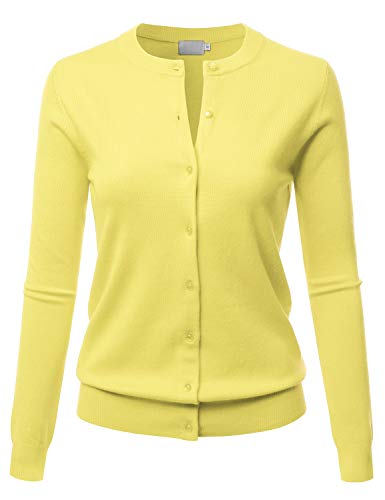 Image of LALABEE Women's Crew Neck Gem Button Long Sleeve Soft Knit Cardigan Sweater