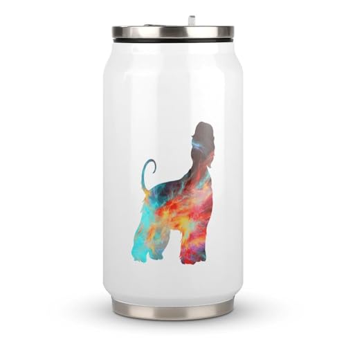 Pet Dog Cups,Afghan Hound Cup Stainless Steel Travel Tumbler with Lid And Straw, Travel Drinking Botter Water Glasses Keeps Drinks Cold & Hot,300ml