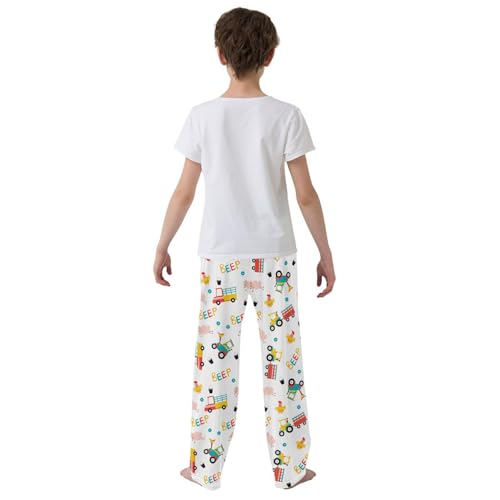 ZZXXB Sheep Truck Rooster Boys Long Pants Soft Trousers Elastic Waist Kids Lounge Bottoms with Pockets S-XL3