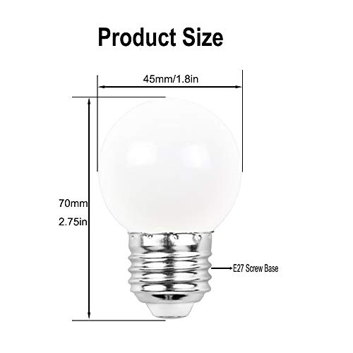 WULUN 16 Pack E27 G45 2W Screw Cap Coloured LED Light Bulbs Festoon Party Lights for Indoor Outdoor Use (Warm White Light) - Image 2