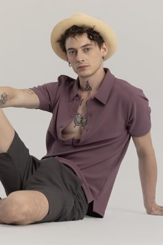 Image of SNITCH Mauve Solid Polo Polyester T-Shirt
