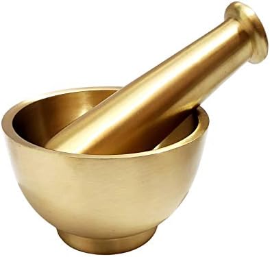 Brass Mortar Pestle Set, 1 Piece, 4.5 Inches, Gold