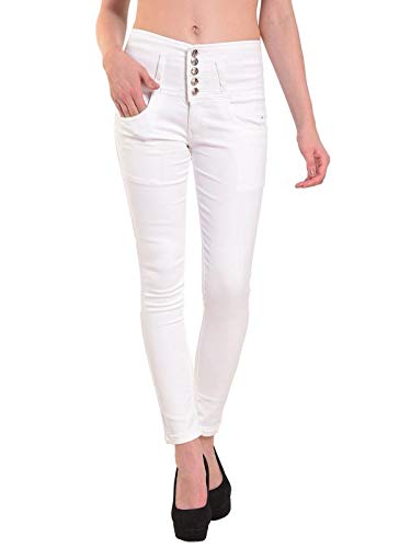 Resbo Women's Denim High Waist Jeans (1236 White 32)