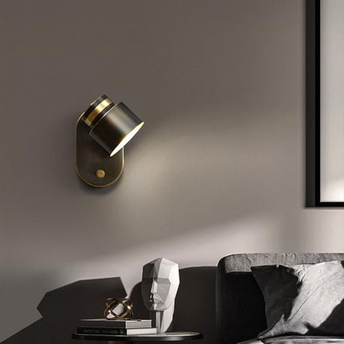 Lámpara de pared con rotación estilo granja y aplique negro con interruptor integrado 5