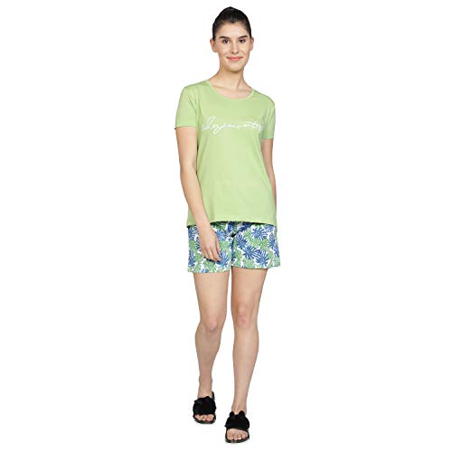 Image of Club A9 Women Cotton Regular Fit T-Shirt and Shorts Night Suit | Two Piece Set
