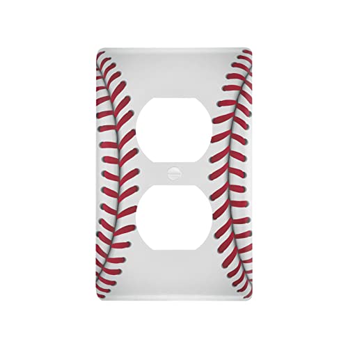 Placa de interruptor de béisbol blanca y cubierta de enchufe dúplex 2
