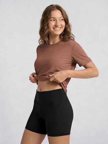 Image of ODODOS Women's Performance Cropped Tee Ultra Soft odSTRATUM Tech Short Sleeve Relaxed Top Crew Neck T-Shirts