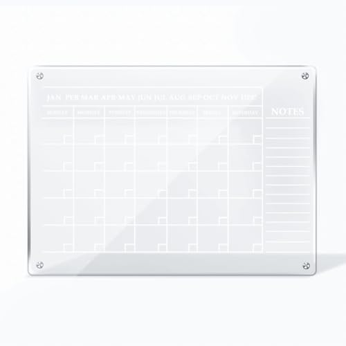 Xbsduih 1 PC calendario de pared acrílico personalizado pizarra magnética de acrílico para calendario pizarra personalizada para lavado en seco transparente