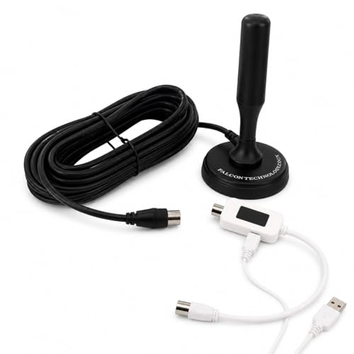 Falcon - Antenne DTV portable amplifiée avec support magnétique pour caravane et camping-car (amplifiée)