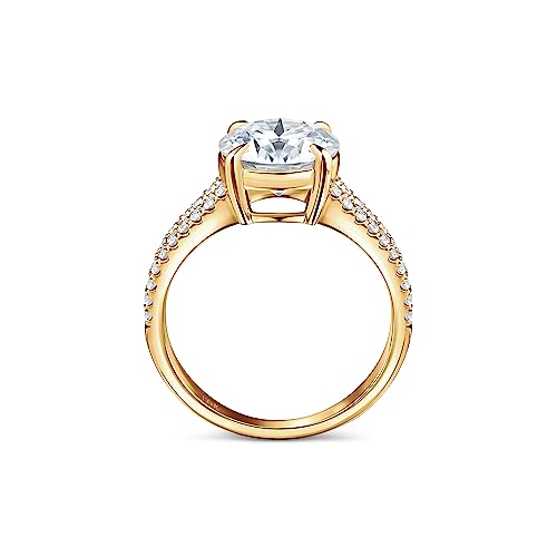 ISAAC WOLF 10k Gold Ring 3.55 Carats Round Cut Moissanite Split Shank Engagement Rings VS12