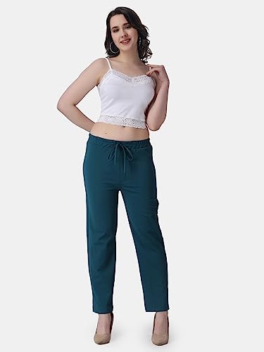 Image of POPWINGS Casual Solid Trousers for Women || Straigh Leg Plain Women Trousers for Summer || Pull On Trousers for Women || Regular Fit Trousers for Women
