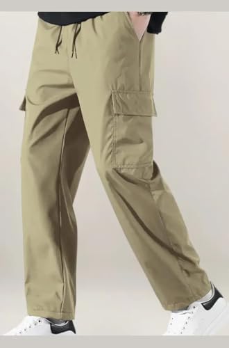 Image of Cargo Pants for Men | Cotton Cargo Trousers|Cargo for Men |Cotton Cargo Pant |Drawstring Waist Pant Multi Pocket Utility Wear