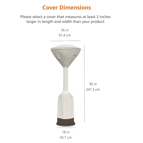 Amazon Basics Outdoor Wind-Resistant Patio Heater Cover, Water-Resistant, Snow-Resistant, Weather Resistant, Easy to Put On, Tan, 36" x 18.5" x 95" - image 2