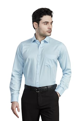 Image of Men's Solid Formal Shirt | Regular Fit |100% Pure Cotton Satin | Classic Collar | Full Sleave