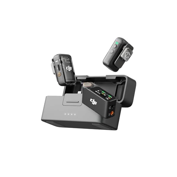 DJI Mic 2, Wireless Lavalier Microphone, Noise Cancelling, 48kHz 32-bit Float Internal Recording, 820 ft.(250m) Range, 18H Battery with Charging Case, Microphone for Camera/Phone, Vlog, Streaming
