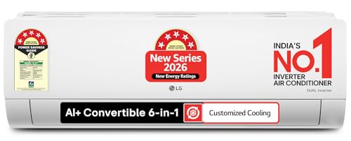 Image of LG 1.5 Ton 5 Star, New star rated, Wi-Fi Enabled, Energy Manager+, Smart Inverter Split AC (Copper, AI+ Convertible 6-in-1, 4 Way Swing, HD Filter with Anti-Virus Protection, AS-Q19YWZE1, White)