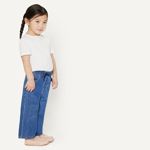 Amazon Essentials Baby Girls' Soft Stretch Relaxed-Fit Wide Leg Jeans, Medium Blue Vintage, 18 Months - image 2