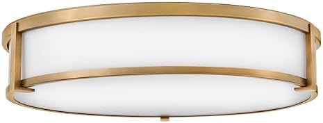 Hinkley Lowell Large Flush Mount Ceiling Light, Robust L-Brackets, Etched Opal Glass, Twist-Lock System secures Fixture in Place, in Brushed Bronze