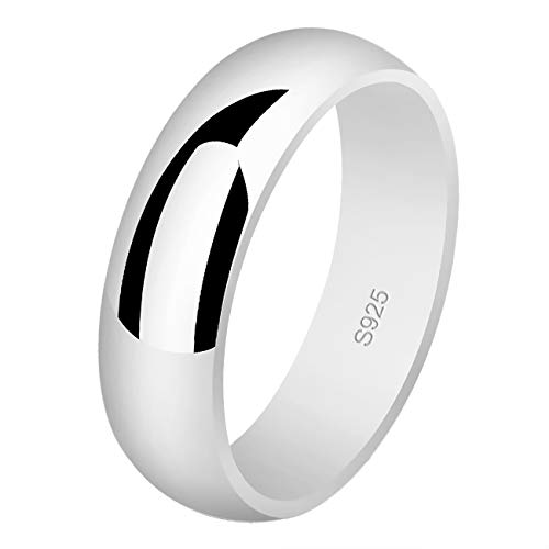 Alliance en argent sterling 925 massif poli de 6 mm pour homme et femme