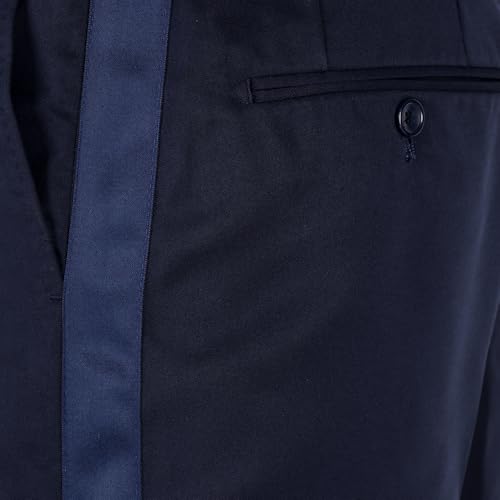 Men's Fit Flat Front Tuxedo Pants Slim Formal Black Stripe Trousers with Adjustable Waistband Dress Pants for Prom4