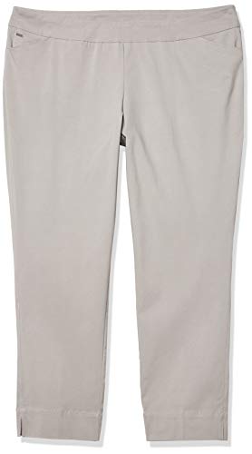 SLIM-SATION Women's Plus Size Wide Band Pull-on Slant Pocket Solid Ankle Pant, Frost Grey, 24W
